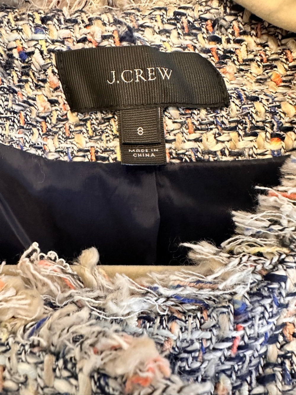 J. Crew Multicolor Tweed Blazer with Navy Lining